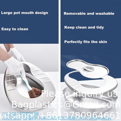 Stable Bedpan Heavy Duty Smoothed Countoured for Bed-Bound Patient,Stainless Steel Bed pan for Medical Centers