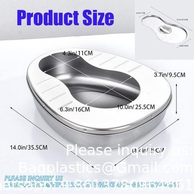 Stable Bedpan Heavy Duty Smoothed Countoured for Bed-Bound Patient,Stainless Steel Bed pan for Medical Centers