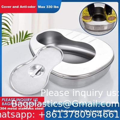 Stable Bedpan Heavy Duty Smoothed Countoured for Bed-Bound Patient,Stainless Steel Bed pan for Medical Centers