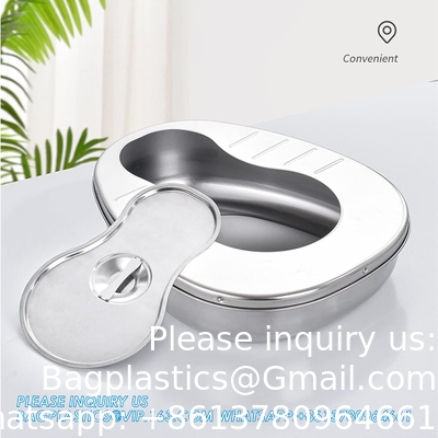 Stable Bedpan Heavy Duty Smoothed Countoured for Bed-Bound Patient,Stainless Steel Bed pan for Medical Centers