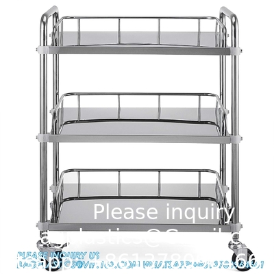 Lab Rolling Cart 3 Shelves Shelf Stainless Steel Rolling Cart Catering Dental Utility Cart Commercial Wheel Dolly