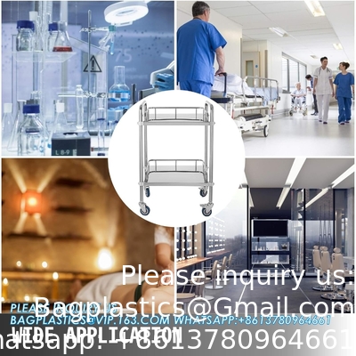 Lab Rolling Cart 3 Shelves Shelf Stainless Steel Rolling Cart Catering Dental Utility Cart Commercial Wheel Dolly