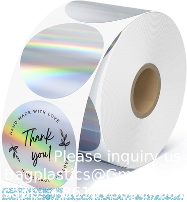 Holographic Round Thermal Label Stickers Circle 2 Inch Printable Rainbow Thermal Printer Labels Stickers Self-Adhesive