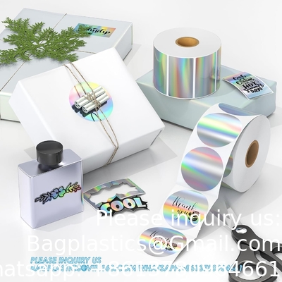Holographic Round Thermal Label Stickers Circle 2 Inch Printable Rainbow Thermal Printer Labels Stickers Self-Adhesive