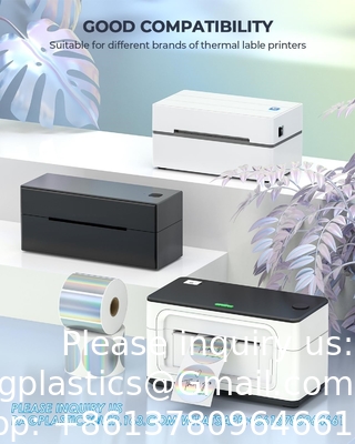 Holographic Round Thermal Label Stickers Circle 2 Inch Printable Rainbow Thermal Printer Labels Stickers Self-Adhesive
