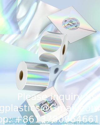 Holographic Round Thermal Label Stickers Circle 2 Inch Printable Rainbow Thermal Printer Labels Stickers Self-Adhesive