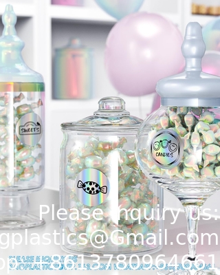 Holographic Round Thermal Label Stickers Circle 2 Inch Printable Rainbow Thermal Printer Labels Stickers Self-Adhesive