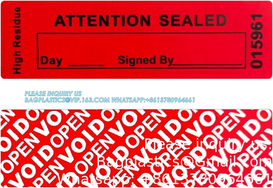 Transfer Tamper Evident Security Warranty Void Seals / Stickers Security Tamper For Reusable Package(1 X 3.35Inches