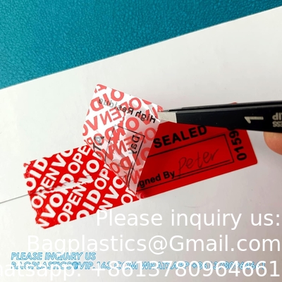 Transfer Tamper Evident Security Warranty Void Seals / Stickers Security Tamper For Reusable Package(1 X 3.35Inches