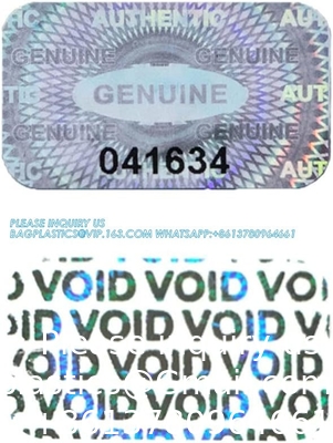 Authentic Hologram Labels/Stickers Silver Transfer Tamper Evident Security Warranty Void Seals/Stickers High Security