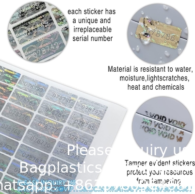 Authentic Hologram Labels/Stickers Silver Transfer Tamper Evident Security Warranty Void Seals/Stickers High Security