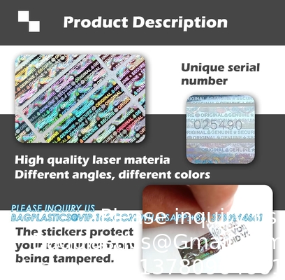 Authentic Hologram Labels/Stickers Silver Transfer Tamper Evident Security Warranty Void Seals/Stickers High Security
