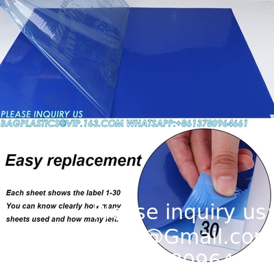 Sticky Mats For Cleanrooms, Walk Off Tacky Mats For Construction Home Pets Warehouse Garage 24&quot;X36&quot; Blue