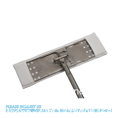 Stainless Steel Flat Mop Reusable Mop Lab Microfibre Fabric mopping Head frame ESD Mop With Telescopic Handle