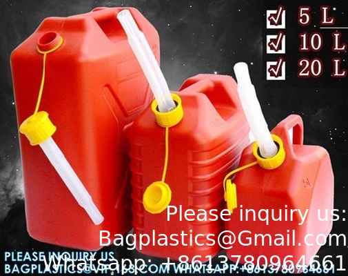 Red Color 2.5 Gallon Plastic Gas Jerry Can 10 Litre HDPE Gasoline Diesel Fuel Container Flexible Spout