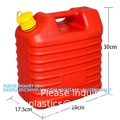 Red Color 2.5 Gallon Plastic Gas Jerry Can 10 Litre HDPE Gasoline Diesel Fuel Container Flexible Spout