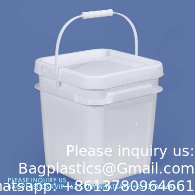 5 To 25 Liter Square Plastic Buckets Rectangular Buckets With Lid And Handle Custom Color Printing Logo