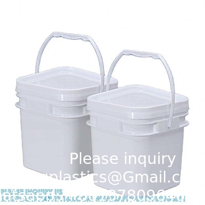 5 To 25 Liter Square Plastic Buckets Rectangular Buckets With Lid And Handle Custom Color Printing Logo