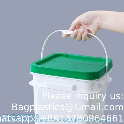 5 To 25 Liter Square Plastic Buckets Rectangular Buckets With Lid And Handle Custom Color Printing Logo