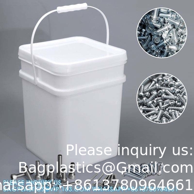 5 To 25 Liter Square Plastic Buckets Rectangular Buckets With Lid And Handle Custom Color Printing Logo