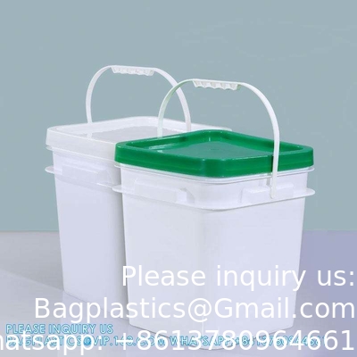 5 To 25 Liter Square Plastic Buckets Rectangular Buckets With Lid And Handle Custom Color Printing Logo