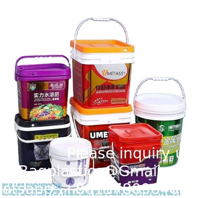 5 To 25 Liter Square Plastic Buckets Rectangular Buckets With Lid And Handle Custom Color Printing Logo