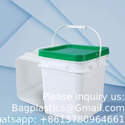 5 To 25 Liter Square Plastic Buckets Rectangular Buckets With Lid And Handle Custom Color Printing Logo