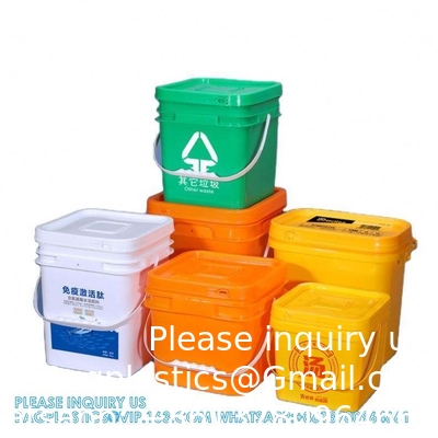 5 To 25 Liter Square Plastic Buckets Rectangular Buckets With Lid And Handle Custom Color Printing Logo