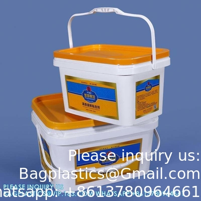 5 To 25 Liter Square Plastic Buckets Rectangular Buckets With Lid And Handle Custom Color Printing Logo