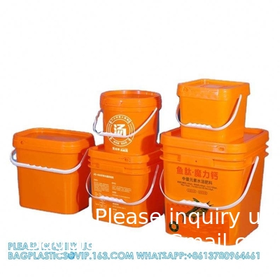 5 To 25 Liter Square Plastic Buckets Rectangular Buckets With Lid And Handle Custom Color Printing Logo