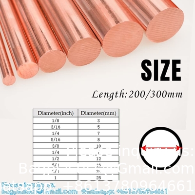 Solid Copper Rod Bare Pure Copper Round Rod Copper Bar Dia 8mm Brass Metal Rod 1/4&quot;(7mm) Dia 7.87&quot; Length CU
