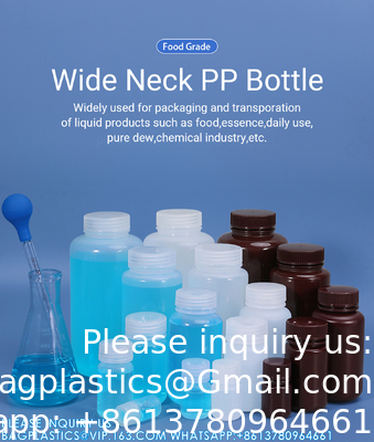 5ml-1000ml Laboratory PP Wide Mouth HDPE Amber White Sterilization Type Container Reagent Bottle