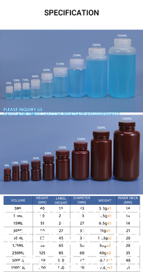 5ml-1000ml Laboratory PP Wide Mouth HDPE Amber White Sterilization Type Container Reagent Bottle