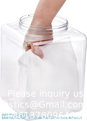 Plastic Jars, Plastic Gallon Containers With Lids, Large Square Plastic Food Storage Jar For Kitchen, Dry Food, Snack