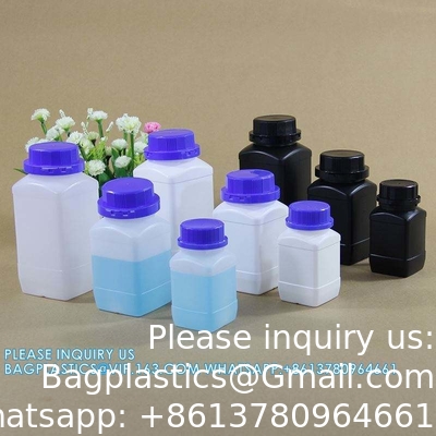 Empty 250 ML 500 ML 1000 ML Wide Mouth Reagent Plastic Square Bottle With Inner Cap