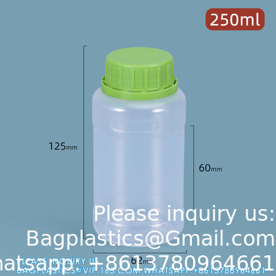 Clear 250ml Round Plastic Liquid Reagent Storage Container Food Grade PP Material Bottle Airtight Sealing