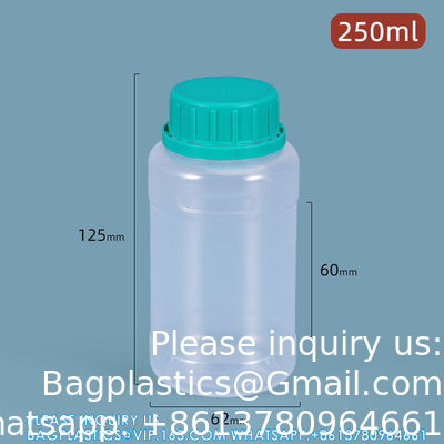 Clear 250ml Round Plastic Liquid Reagent Storage Container Food Grade PP Material Bottle Airtight Sealing
