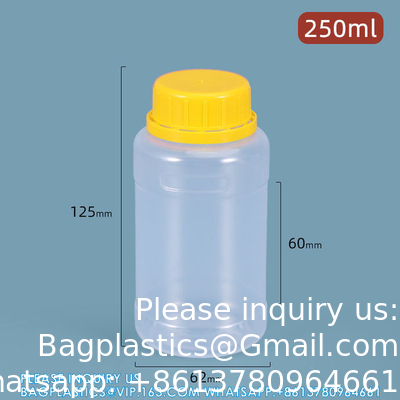 Clear 250ml Round Plastic Liquid Reagent Storage Container Food Grade PP Material Bottle Airtight Sealing