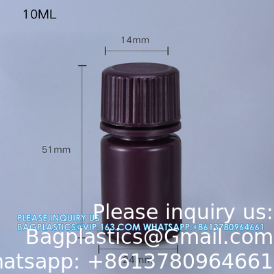 Wholesale 5ml PP Durable Small Round Brown And White Plastic Bottle Food Grade Private Label Medicine Liquid Packaging