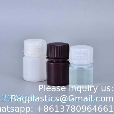 Wholesale 5ml PP Durable Small Round Brown And White Plastic Bottle Food Grade Private Label Medicine Liquid Packaging