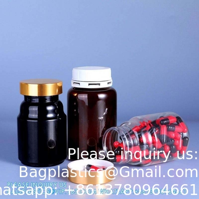 225ML 300ML Pill Medicine Amber PET Pharmaceutical Pill Capsule Medicine Bottles With Tamper Evident Lid