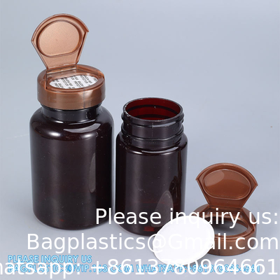 225ML 300ML Pill Medicine Amber PET Pharmaceutical Pill Capsule Medicine Bottles With Tamper Evident Lid