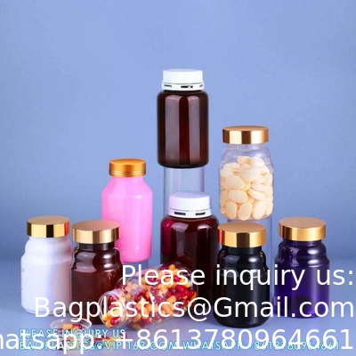225ML 300ML Pill Medicine Amber PET Pharmaceutical Pill Capsule Medicine Bottles With Tamper Evident Lid