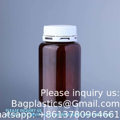 225ML 300ML Pill Medicine Amber PET Pharmaceutical Pill Capsule Medicine Bottles With Tamper Evident Lid