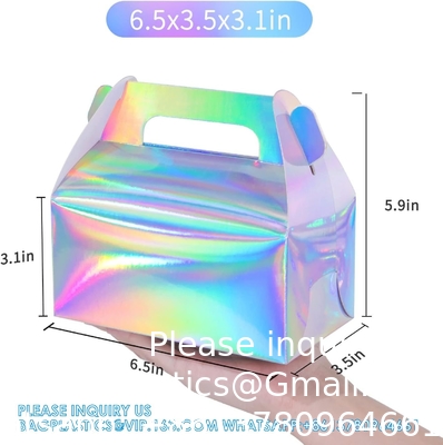 Holographic Gift Box Cake Candy Biscuit Packaging Portable Carton For Wedding And Birthday Parties