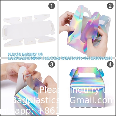 Holographic Gift Box Cake Candy Biscuit Packaging Portable Carton For Wedding And Birthday Parties