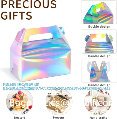 Holographic Gift Box Cake Candy Biscuit Packaging Portable Carton For Wedding And Birthday Parties