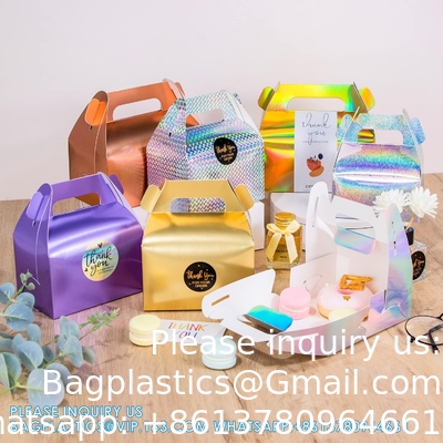 Holographic Gift Box Cake Candy Biscuit Packaging Portable Carton For Wedding And Birthday Parties