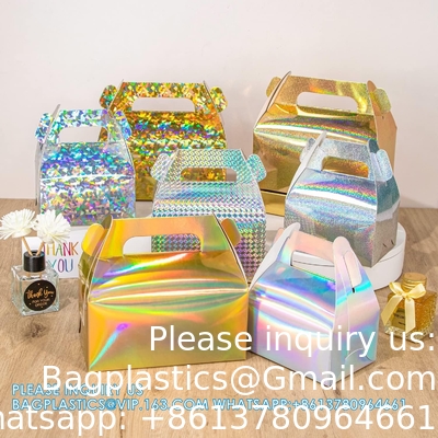 Holographic Gift Box Cake Candy Biscuit Packaging Portable Carton For Wedding And Birthday Parties
