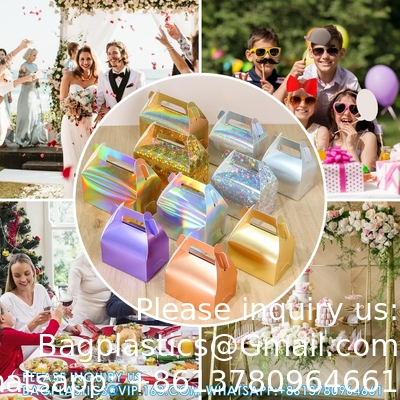 Holographic Gift Box Cake Candy Biscuit Packaging Portable Carton For Wedding And Birthday Parties